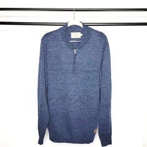 The Normal Brand St. Louis Men's Blue Marled Quarter Zip Sweater Size Large